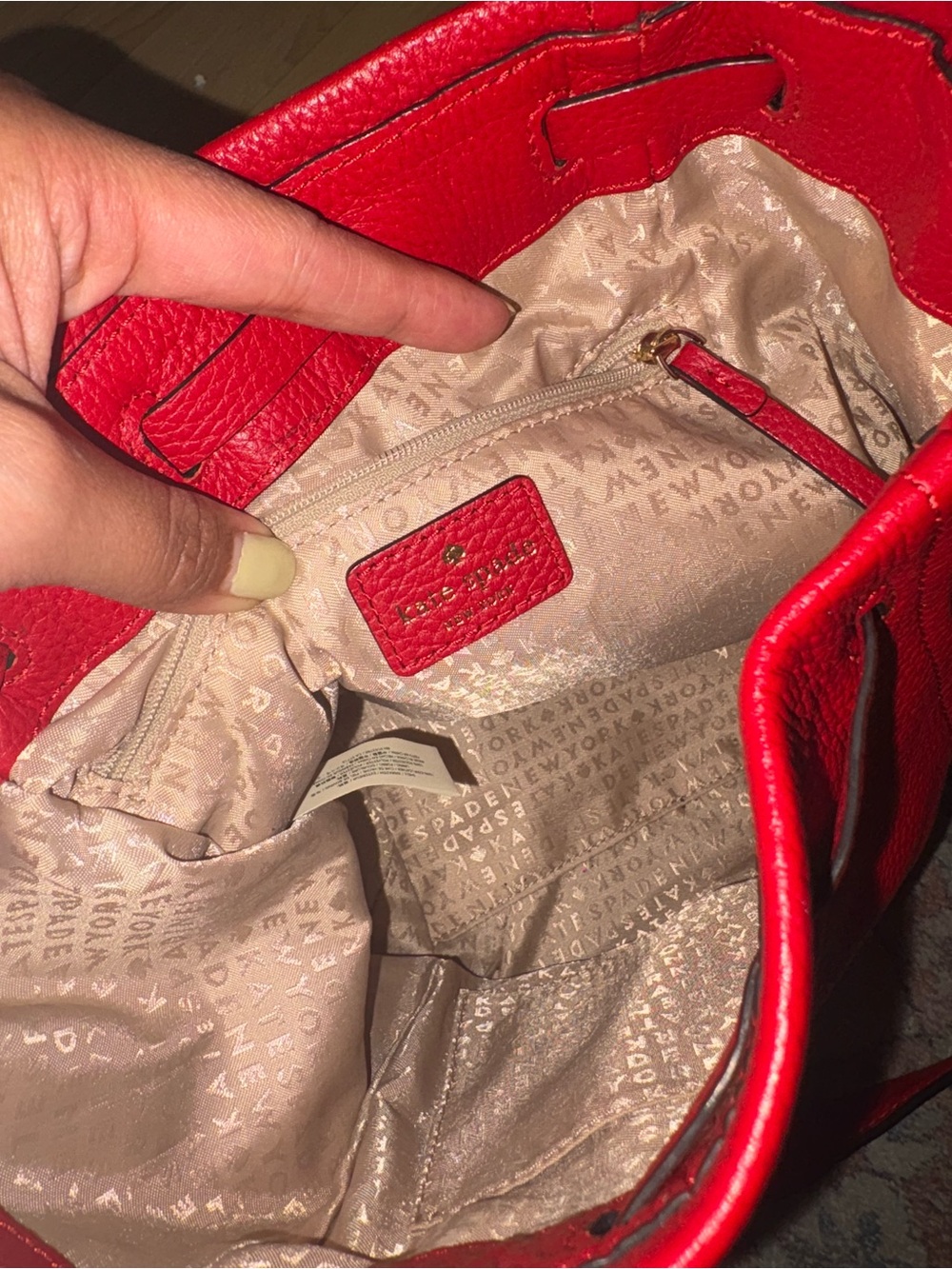 Kate Spade Red Bucket Bag Pebble Leather Side Cinch Adjustable Crossbody - Picture 3 of 14